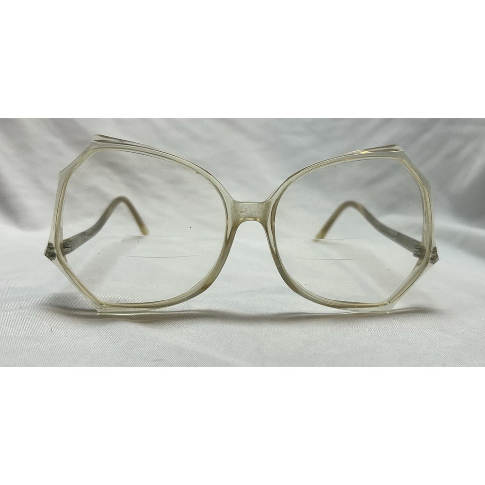 VTG Oversized Geometric Facet Look Drop Arm Eyeglass Frames Grandma 80s 90s
